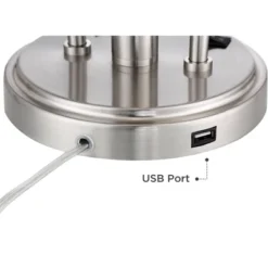 Possini Euro Design Wagner Modern Table Lamp 29 3/4" Tall Brushed Nickel With USB Charging Port And LED Gooseneck Lights White Shade For Living Room -Famous Lighting Store GUEST 53d34396 0407 443b 993a c82bff3e8dfb