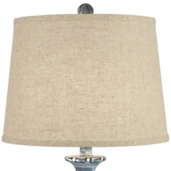 Regency Hill Tanya Country Cottage Table Lamps 26 1/2" High Set Of 2 Blue Wash Burlap Linen Drum Shade For Bedroom Living Room Bedside Nightstand Home
