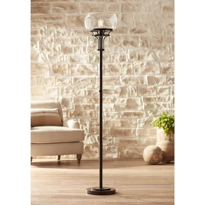 Franklin Iron Works Luz Industrial Torchiere Floor Lamp Standing 72 1/2" Tall Oil Rubbed Bronze Clear Glass for Living Room Bedroom Office House Home Franklin Iron Works Luz Industrial Torchiere Floor Lamp Standing 72 1/2" Tall Oil Rubbed Bronze Clear Glass For Living Room Bedroom Office House Home -Famous Lighting Store GUEST 57c82d71 e276 4a85 b419 bde41466ef1f