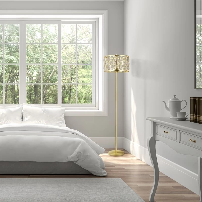 63" Cleo Glam Gold Metal and Faceted Crystal Drum Shade Floor Lamp - River of Goods 63" Cleo Glam Gold Metal And Faceted Crystal Drum Shade Floor Lamp - River Of Goods -Famous Lighting Store GUEST 59474470 474f 4285 9383 768938cc84fc