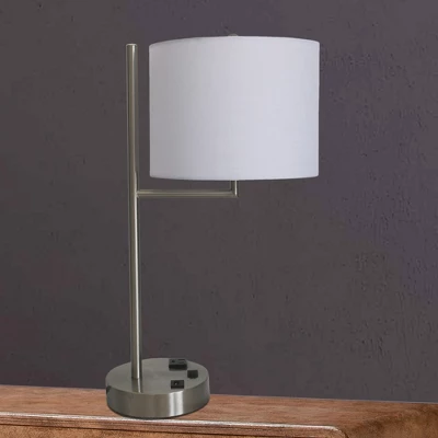 Fangio Lighting Tech Friendly Metal Table Lamps with 1 Outlet And 1 USB Port Silver Fangio Lighting Tech Friendly Metal Table Lamps With 1 Outlet And 1 USB Port Silver -Famous Lighting Store GUEST 599eb20e 9e4f 4116 9cf4 04050486c2a9