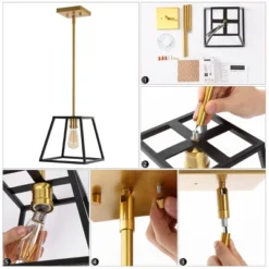 9.25" 1-Light Girard Farmhouse Industrial Iron LED Pendant Black/Brass Gold - JONATHAN Y 10 9.25" 1-Light Girard Farmhouse Industrial Iron LED Pendant Black/Brass Gold - JONATHAN Y -Famous Lighting Store GUEST 5b9a7292 d95c 4699 b680 63846763f847