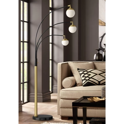 Possini Euro Design Rayne Modern Arc Floor Lamp 72" Tall Gold Black 3 Light LED Adjustable Arm Frosted Glass Globe Shade for Living Room Reading Home Possini Euro Design Rayne Modern Arc Floor Lamp 72" Tall Gold Black 3 Light LED Adjustable Arm Frosted Glass Globe Shade For Living Room Reading Home -Famous Lighting Store GUEST 5ce7eb3a 9a8c 40d3 b364 6f53b785e9d8