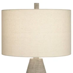 360 Lighting Julio Modern Table Lamp 30" Tall Natural Gray Ceramic Oatmeal Drum Shade For Bedroom Living Room Bedside Nightstand Office Kids House -Famous Lighting Store GUEST 5e6e8bdb 1c96 48d8 9c0a 521b4d841d7f