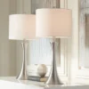 360 Lighting Gerson Modern Table Lamps 24" High Set Of 2 Brushed Nickel With Dimmers LED White Drum Shade For Bedroom Living Room Bedside Nightstand -Famous Lighting Store GUEST 5e989cd8 2004 49f2 b5ba 252c1c063ccb