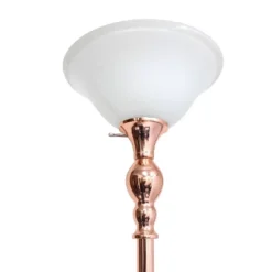 1-Light Classic Torchiere Floor Lamp With Marbleized Glass Shade Rose Gold - Lalia Home -Famous Lighting Store GUEST 5f79e087 a7cf 4664 b93c e6c1bc7dfa48