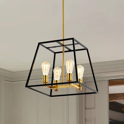 15" 4-Light Lloyd Farmhouse Industrial Iron LED Pendant Black/Brass Gold - JONATHAN Y 15" 4-Light Lloyd Farmhouse Industrial Iron LED Pendant Black/Brass Gold - JONATHAN Y -Famous Lighting Store GUEST 60a2a7dd b55f 42b3 bcb9 d1170fa6c2c1