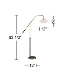 Possini Euro Design Modern Arc Floor Lamp 63 1/2" Tall Warm Gold Black Metal Milky White Glass Shade For Living Room Reading House -Famous Lighting Store GUEST 610ec690 6837 4c3a ade3 deb02a4aff6a