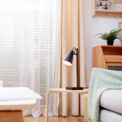 18" Nash Table Lamp With Faux Wood Arm Matte Black - Globe Electric -Famous Lighting Store GUEST 6116796d ddac 4845 95c1 36c4eec3248c