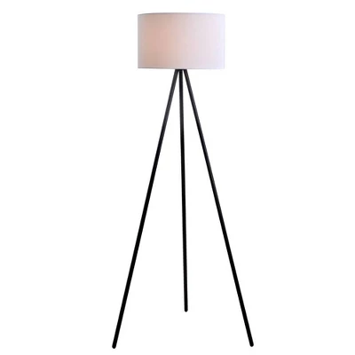 61.25" Metal Tripod Floor Lamp with Linen Shade Black/White - Cresswell Lighting 61.25" Metal Tripod Floor Lamp With Linen Shade Black/White - Cresswell Lighting -Famous Lighting Store GUEST 621ee2e0 acfb 44e1 83a6 ff3a6f8e8649