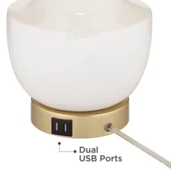 360 Lighting Nesbit Modern Mid Century Table Lamps 25" High Set Of 2 White Ceramic With USB Charging Port Drum Shade For Bedroom Living Room Bedside -Famous Lighting Store GUEST 628b89c5 b69c 48a2 9eba 40011b5169fc