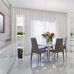 Etagere Storage Shelf Floor Lamp With Linen Shade White - Simple Designs -Famous Lighting Store GUEST 6299cf87 1de0 4193 a8f6 18521575edda