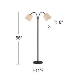 360 Lighting Modern Floor Lamp 56" Tall Dark Bronze Twin Arm Adjustable Gooseneck Neutral Cotton Drum Shade For Living Room Reading Bedroom 8 360 Lighting Modern Floor Lamp 56" Tall Dark Bronze Twin Arm Adjustable Gooseneck Neutral Cotton Drum Shade For Living Room Reading Bedroom -Famous Lighting Store GUEST 63806d4e 2dea 47da ab81 dd260c5fe2d0