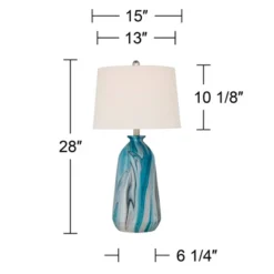 360 Lighting Carlton Modern Coastal Table Lamps 28" Tall Set Of 2 Swirling Blue Faux Marble White Tapered Drum Shade For Bedroom Living Room Bedside -Famous Lighting Store GUEST 6583631e 7494 4d80 8b0f 421c3afa93a2