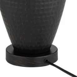 Regency Hill Auburn Rustic Farmhouse Table Lamp 25" High Bronze Hammered Natural Linen Empire Shade For Bedroom Living Room Bedside Nightstand Office -Famous Lighting Store GUEST 65aec3f5 d063 438d a71a c358e80375c9