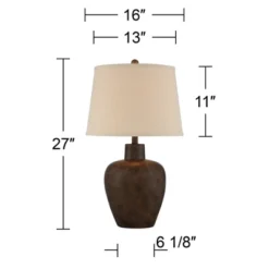Regency Hill Glenn Rustic Farmhouse Table Lamps 27" Tall Set Of 2 Dark Terra Cotta Tapered Fabric Drum For Bedroom Living Room Bedside Nightstand Home -Famous Lighting Store GUEST 6a2b4f76 7b1e 442b a24d b6e6ebcd317f