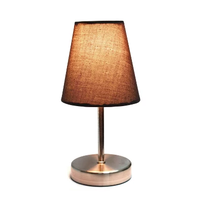 10.5" Petite Metal Stick Bedside Table Desk Lamp in Sand Nickel with Fabric Shade Brown - Creekwood Home 10.5" Petite Metal Stick Bedside Table Desk Lamp In Sand Nickel With Fabric Shade Brown - Creekwood Home -Famous Lighting Store GUEST 6bc1b81b 8578 4012 ab67 be3123e4feda