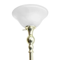 1-Light Torchiere Floor Lamp With Marbleized Glass Shade Gold - Lalia Home -Famous Lighting Store GUEST 6bd62f12 888b 4633 8dae 182f29112d18