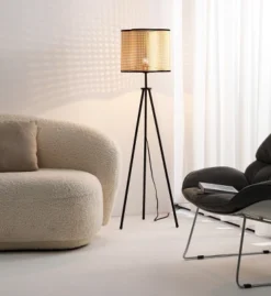 VidaLite - Gal Rattan And Velvet Tripod Floor Lamp -Famous Lighting Store GUEST 6cc93d47 30ca 4fe4 9973 f870038ffb4d