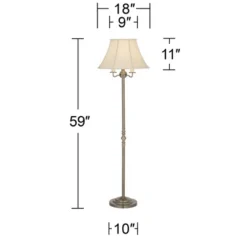 Regency Hill Montebello Vintage Retro Floor Lamp Standing 59" Tall Antique Brass Metal Soft Tan Bell Shade For Living Room Bedroom Office House Home -Famous Lighting Store GUEST 6d937d62 4c86 40f2 a3fd 15c542877de7