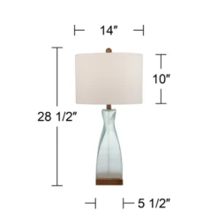 360 Lighting Ryan Modern Coastal Table Lamps 28 1/2" Tall Set Of 2 Blue Glass White Drum Shade For Bedroom Living Room Bedside Nightstand Office House -Famous Lighting Store GUEST 6e6ed1c2 6249 496d ae36 0c442292a351
