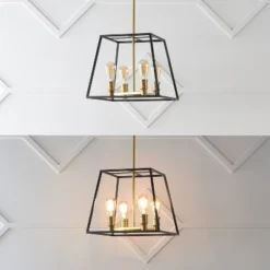 15" 4-Light Lloyd Farmhouse Industrial Iron LED Pendant Black/Brass Gold - JONATHAN Y 6 15" 4-Light Lloyd Farmhouse Industrial Iron LED Pendant Black/Brass Gold - JONATHAN Y -Famous Lighting Store GUEST 6e9bd932 43f3 4532 bbdb 2906081a3676