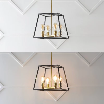 15" 4-Light Lloyd Farmhouse Industrial Iron LED Pendant Black/Brass Gold - JONATHAN Y 15" 4-Light Lloyd Farmhouse Industrial Iron LED Pendant Black/Brass Gold - JONATHAN Y -Famous Lighting Store GUEST 6e9bd932 43f3 4532 bbdb 2906081a3676