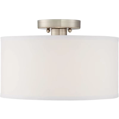 360 Lighting Adams Modern Ceiling Light Semi Flush Mount Fixtures 14" Wide Set of 2 Brushed Nickel White Fabric Drum for Bedroom Kitchen Living Room 360 Lighting Adams Modern Ceiling Light Semi Flush Mount Fixtures 14" Wide Set Of 2 Brushed Nickel White Fabric Drum For Bedroom Kitchen Living Room -Famous Lighting Store GUEST 6ebfa7dd 580c 45a6 a7a0 349bdd1cc33c