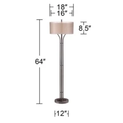 Franklin Iron Works Tristan Modern Floor Lamp 64" Tall Deep Bronze Metal Sheer Outer Linen Inner Double Drum Shade For Living Room Bedroom Office Home 8 Franklin Iron Works Tristan Modern Floor Lamp 64" Tall Deep Bronze Metal Sheer Outer Linen Inner Double Drum Shade For Living Room Bedroom Office Home -Famous Lighting Store GUEST 70000a22 23fd 4a4c 88f8 c25cf7f0ce4c