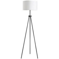HOMCOM 59.75" Tripod Floor Lamp With Pull Chain Standing, Fabric Lampshade E26 Lamp Holder Steel For Living Room, Bedroom, Office -Famous Lighting Store GUEST 709d6d54 a834 4cc3 b24d 3c2a370511db