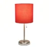 19.5" Bedside USB Port Feature Metal Table Desk Lamp Brushed Steel With Red Fabric Shade - Creekwood Home -Famous Lighting Store GUEST 73156a8e a28d 472a a007 0bda41cd654b