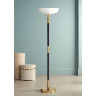 Possini Euro Design Modern Torchiere Floor Lamp Light Blaster LED 72.25" Tall Antique Brass and Matte Black Opal Glass for Living Room Bedroom Possini Euro Design Modern Torchiere Floor Lamp Light Blaster LED 72.25" Tall Antique Brass And Matte Black Opal Glass For Living Room Bedroom -Famous Lighting Store GUEST 751b3543 5a0e 4ff7 99c3 67e8935ea080
