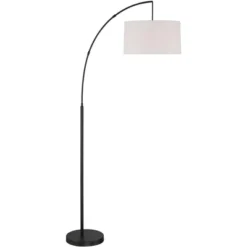 360 Lighting Modern Arc Floor Lamp With USB Charging Port 72" Tall Black White Linen Drum Shade For Living Room Reading House Home -Famous Lighting Store GUEST 75b476f0 c070 41f8 b362 11d7091e972f