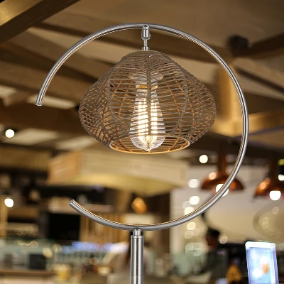 63.75" Isla High Brushed Nickel Iron Candlestick Floor Lamp with Round Tan Rattan Shade - River of Goods 63.75" Isla High Brushed Nickel Iron Candlestick Floor Lamp With Round Tan Rattan Shade - River Of Goods -Famous Lighting Store GUEST 762fccda 8a69 4ee0 bec7 8124cfc5e02a