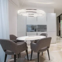 24.7" Crystal/Metal Round Benton Chandelier (Includes Energy Efficient Light Bulb) Silver - JONATHAN Y -Famous Lighting Store GUEST 76c24f3d ccfe 46b7 84ad aeec74e11fb1