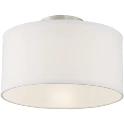 360 Lighting Adams Modern Ceiling Light Semi Flush Mount Fixtures 14" Wide Set Of 2 Brushed Nickel White Fabric Drum For Bedroom Kitchen Living Room 5 360 Lighting Adams Modern Ceiling Light Semi Flush Mount Fixtures 14" Wide Set Of 2 Brushed Nickel White Fabric Drum For Bedroom Kitchen Living Room -Famous Lighting Store GUEST 78005bf2 6da1 4f78 8f5f 5faea685cdee