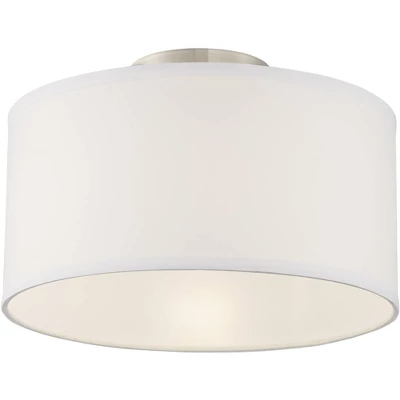 360 Lighting Adams Modern Ceiling Light Semi Flush Mount Fixtures 14" Wide Set of 2 Brushed Nickel White Fabric Drum for Bedroom Kitchen Living Room 360 Lighting Adams Modern Ceiling Light Semi Flush Mount Fixtures 14" Wide Set Of 2 Brushed Nickel White Fabric Drum For Bedroom Kitchen Living Room -Famous Lighting Store GUEST 78005bf2 6da1 4f78 8f5f 5faea685cdee