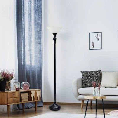 1 Light Torchiere Floor Lamp with Marbleized Glass Shade Black/Brown - Elegant Designs 1 Light Torchiere Floor Lamp With Marbleized Glass Shade Black/Brown - Elegant Designs -Famous Lighting Store GUEST 785f46f3 febd 4791 a0e5 38cd8e0eb413
