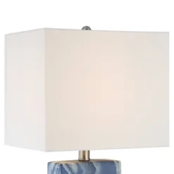 360 Lighting Connie Modern Table Lamps 25" High Set Of 2 Blue Faux Marble With USB Charging Port Table Top Dimmers White Shade For Bedroom Office Desk -Famous Lighting Store GUEST 79ffbcfa aa17 434a b4be a365c11da786