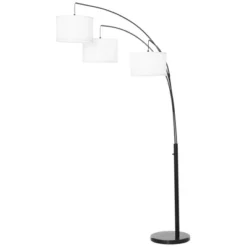HOMCOM Arc Floor Lamp With 3 Hanging Drum Shape Lampshade, Flexible Steel Pole And Marble Round Base, Black/White -Famous Lighting Store GUEST 7a239936 d613 4088 bfef 4d3ff37e22ea