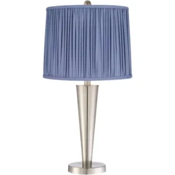360 Lighting Geoff Modern Table Lamps Set Of 2 26" High Brushed Nickel With USB Charging Port Blue Shirred Shade For Bedroom Living Room House Desk 4 360 Lighting Geoff Modern Table Lamps Set Of 2 26" High Brushed Nickel With USB Charging Port Blue Shirred Shade For Bedroom Living Room House Desk -Famous Lighting Store GUEST 7a660058 4126 466f 988a 4cd7cd8064e9