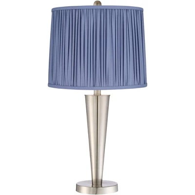 360 Lighting Geoff Modern Table Lamps Set of 2 26" High Brushed Nickel with USB Charging Port Blue Shirred Shade for Bedroom Living Room House Desk 360 Lighting Geoff Modern Table Lamps Set Of 2 26" High Brushed Nickel With USB Charging Port Blue Shirred Shade For Bedroom Living Room House Desk -Famous Lighting Store GUEST 7a660058 4126 466f 988a 4cd7cd8064e9