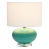 15.25" Modern Ovaloid Glass Bedside Table Lamp With Fabric Shade - Lalia Home -Famous Lighting Store GUEST 7a7c2230 8370 42c6 a14f d1e92424dc7d