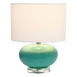 15.25" Modern Ovaloid Glass Bedside Table Lamp With Fabric Shade - Lalia Home