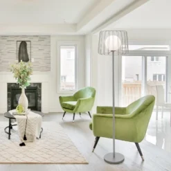 62.75" Mateo Caged Globe Shade Floor Lamp - River Of Goods