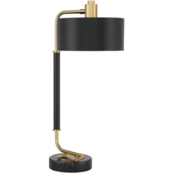 Possini Euro Design Myles Modern Mid Century Desk Lamp 24" High Black Gold With Dual USB Charging Ports Metal Drum Shade For Bedroom Living Room Home -Famous Lighting Store GUEST 7b904ada 75da 43f9 a091 7aa614810f4f