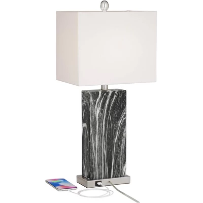 360 Lighting Connie Modern Table Lamps Set of 2 25" High Black Faux Marble with USB Charging Ports White Rectangular Shade for Living Room House Desk 360 Lighting Connie Modern Table Lamps Set Of 2 25" High Black Faux Marble With USB Charging Ports White Rectangular Shade For Living Room House Desk -Famous Lighting Store GUEST 7c513913 e8a1 4774 916d 21d846d04897