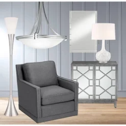 Possini Euro Design Natalia Modern Country Cottage Table Lamp 27" Tall White Ceramic Glaze Textured Floral Drum Shade For Bedroom Living Room Bedside -Famous Lighting Store GUEST 81407b27 c670 4a5b 8ef8 e14858256c34