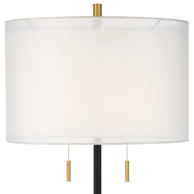 Possini Euro Design Roxie Modern Floor Lamp with Riser 65 1/2" Tall Brass Black Metal Sheer Linen Double Drum Shade for Living Room Bedroom Office Possini Euro Design Roxie Modern Floor Lamp With Riser 65 1/2" Tall Brass Black Metal Sheer Linen Double Drum Shade For Living Room Bedroom Office -Famous Lighting Store GUEST 82440e3f 88c5 48e1 9546 01d3b1408792