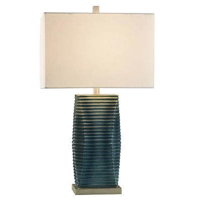Vertical Lined Moulded Table Lamp with Steel Base Blue - StyleCraft Vertical Lined Moulded Table Lamp With Steel Base Blue - StyleCraft -Famous Lighting Store GUEST 824f2c97 0a31 41a1 a86c f57ff25f261d